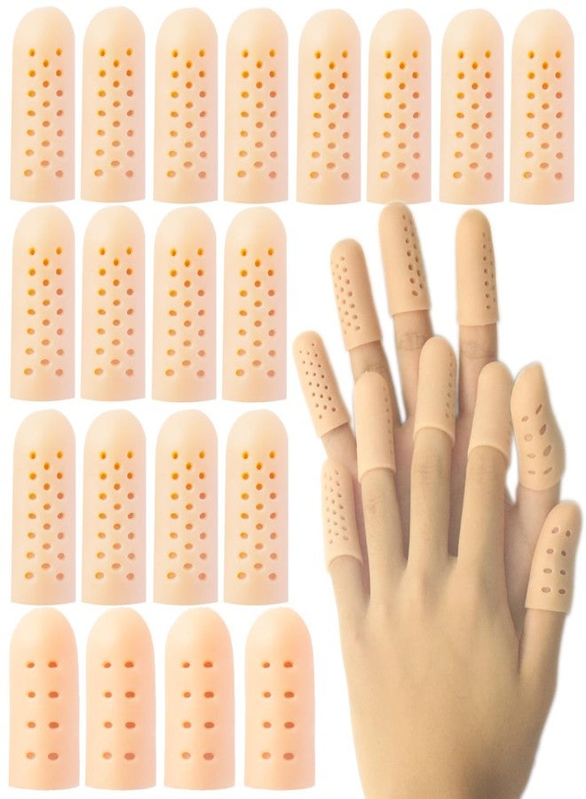 YIVCKOM Finger Cots, Finger Protectors Support for Dry Skin Crack Slips, Finger Covers for Trigger Finger, Hand Eczema, Finger Arthritis Protection, Washable and Reuse(20pcs) (Beige) - Image 1
